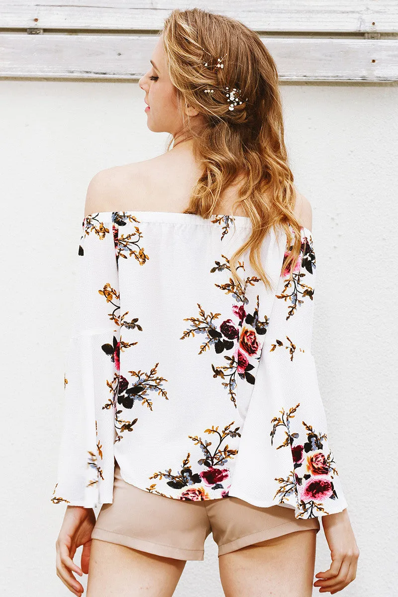 2018 summer women Elegant Chic off shoulder chiffon blouse shirt women Sexy white print blouse Casual flare sleeve blouse