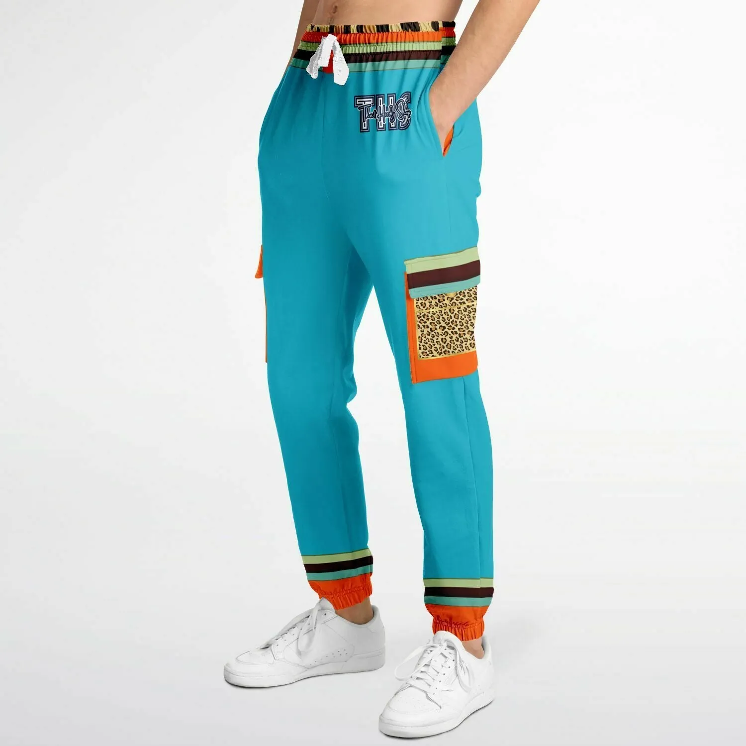 Bahamian Blue Leopard LUXE Eco-Poly Unisex Cargo Joggers