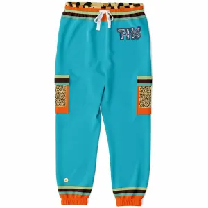 Bahamian Blue Leopard LUXE Eco-Poly Unisex Cargo Joggers
