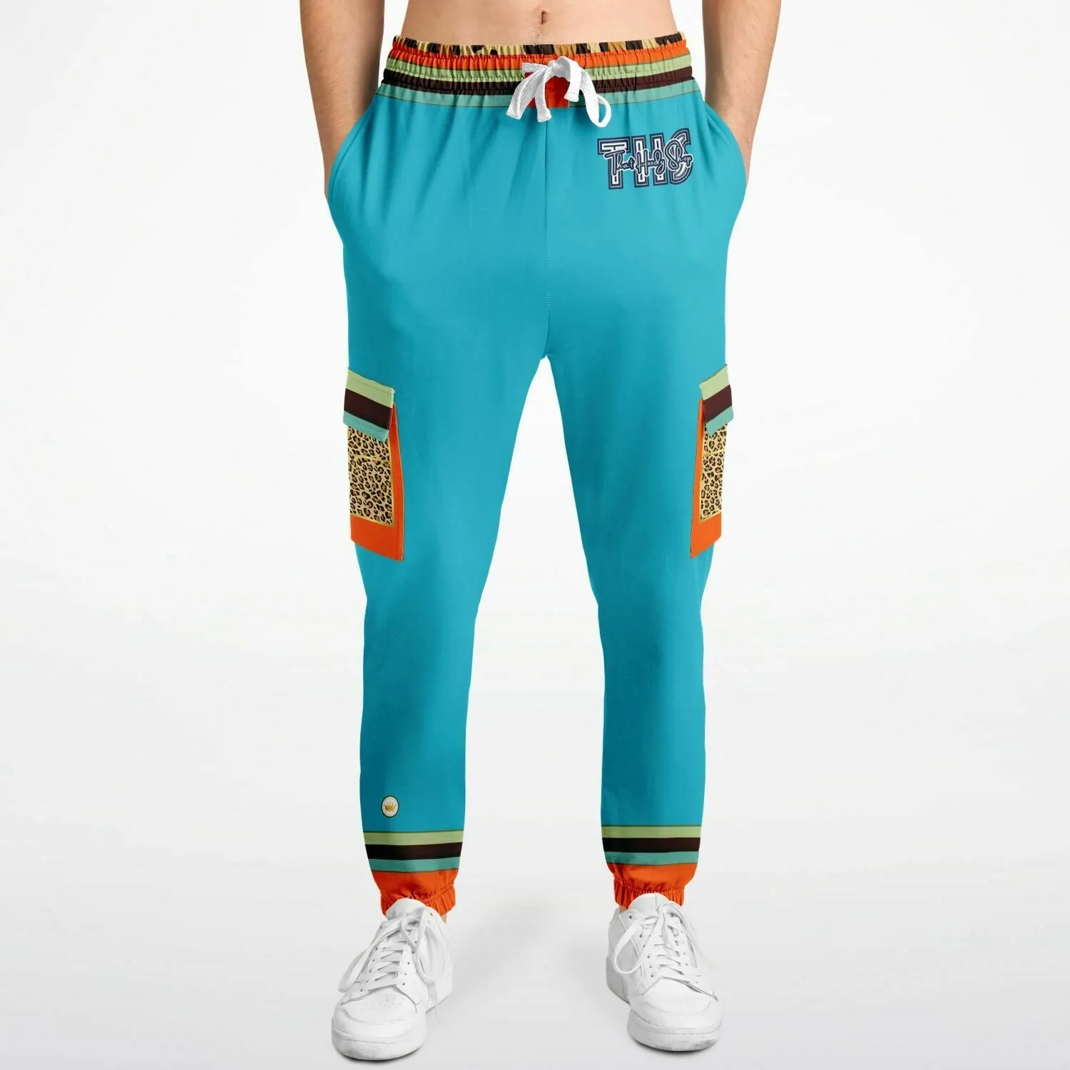 Bahamian Blue Leopard LUXE Eco-Poly Unisex Cargo Joggers