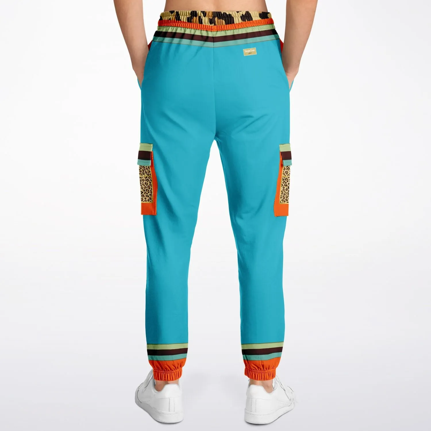 Bahamian Blue Leopard LUXE Eco-Poly Unisex Cargo Joggers