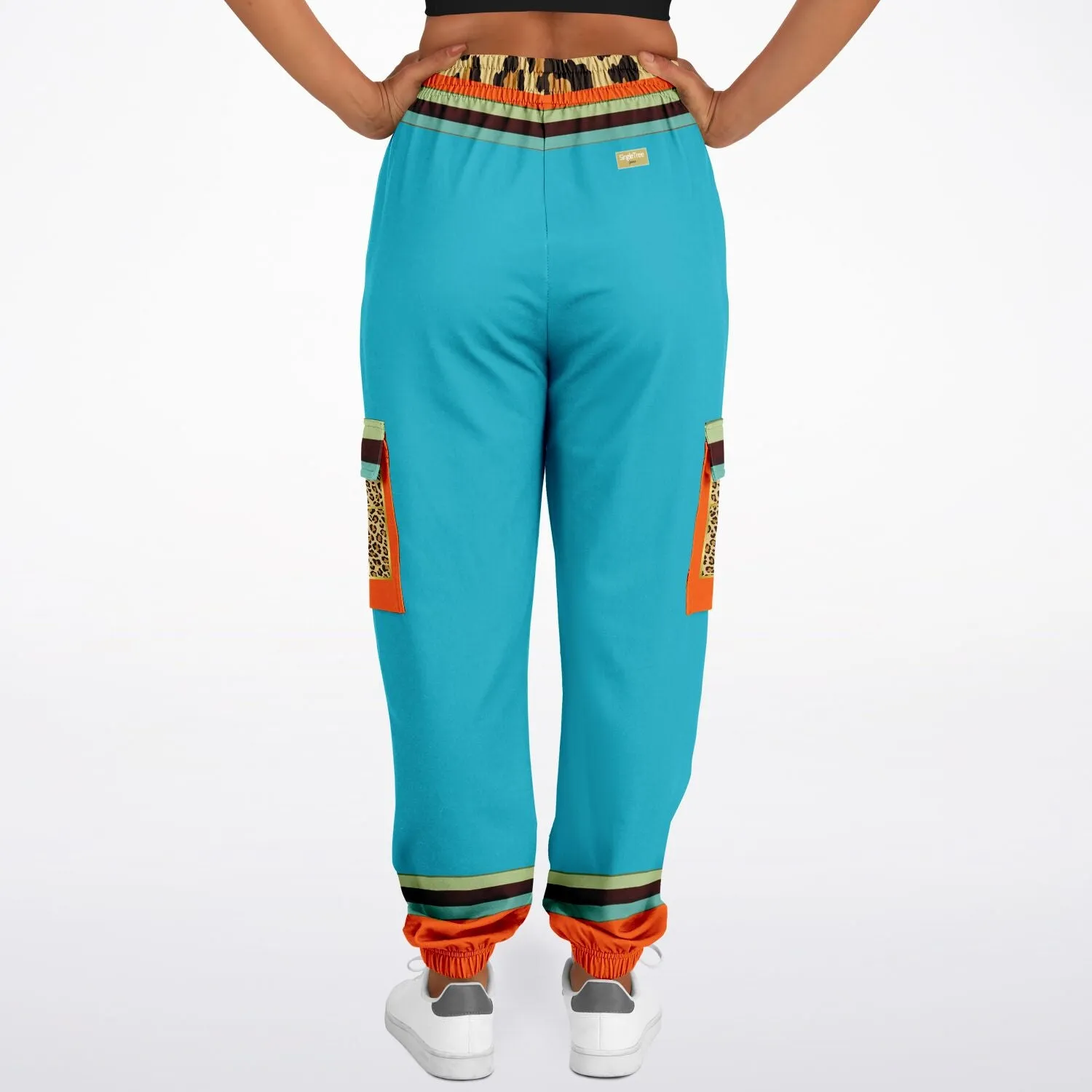 Bahamian Blue Leopard LUXE Eco-Poly Unisex Cargo Joggers