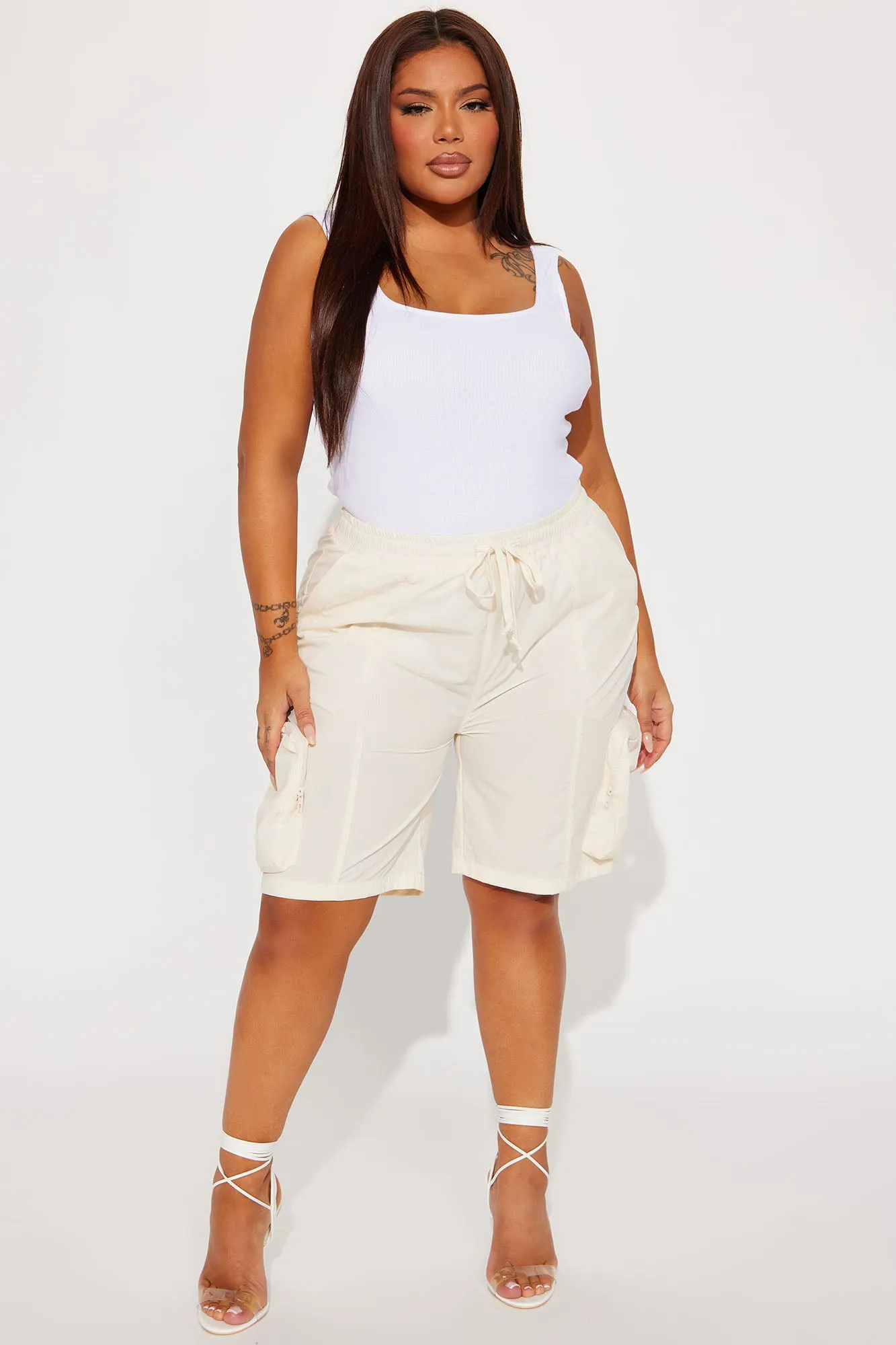 Bet On It Nylon Cargo Short - Ivory