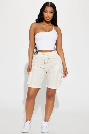 Bet On It Nylon Cargo Short - Ivory