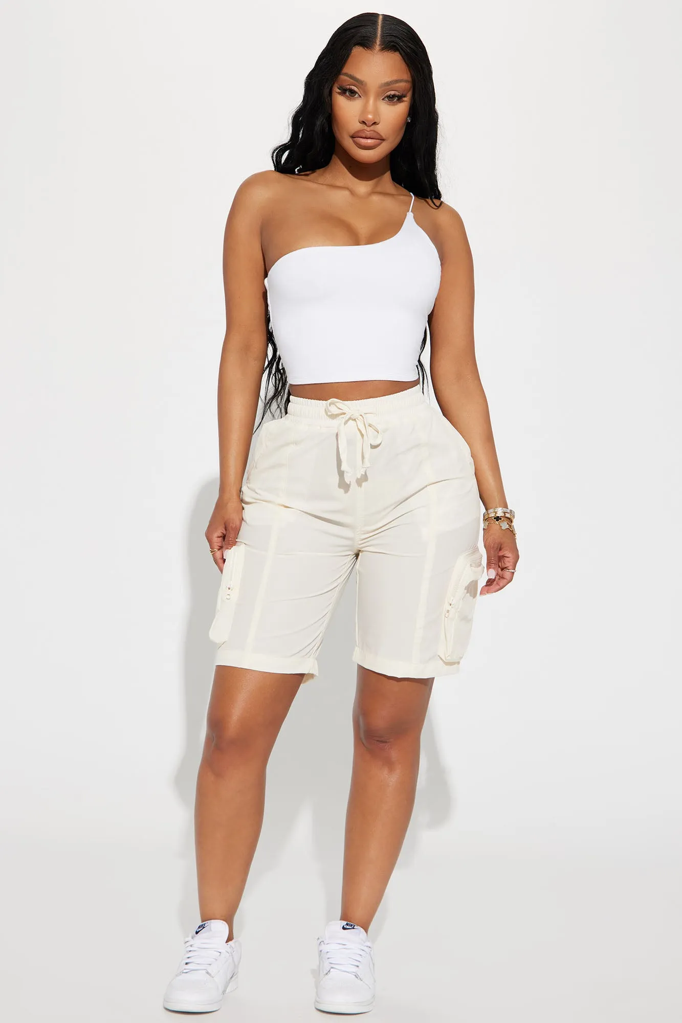 Bet On It Nylon Cargo Short - Ivory