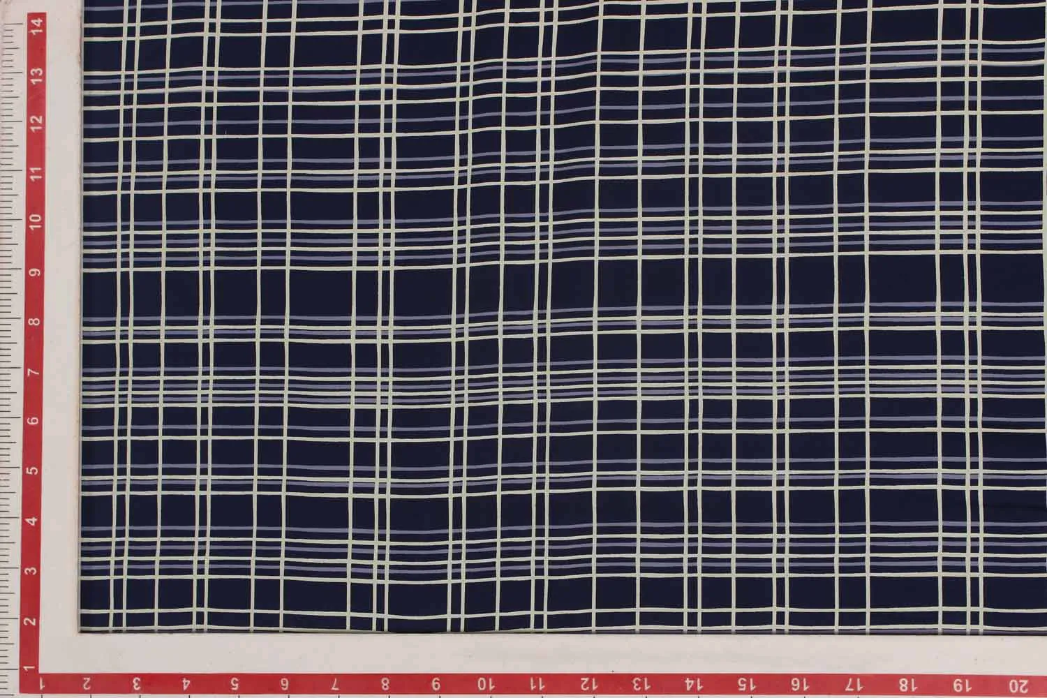 Blue & White Checks Printed Rayon Fabric