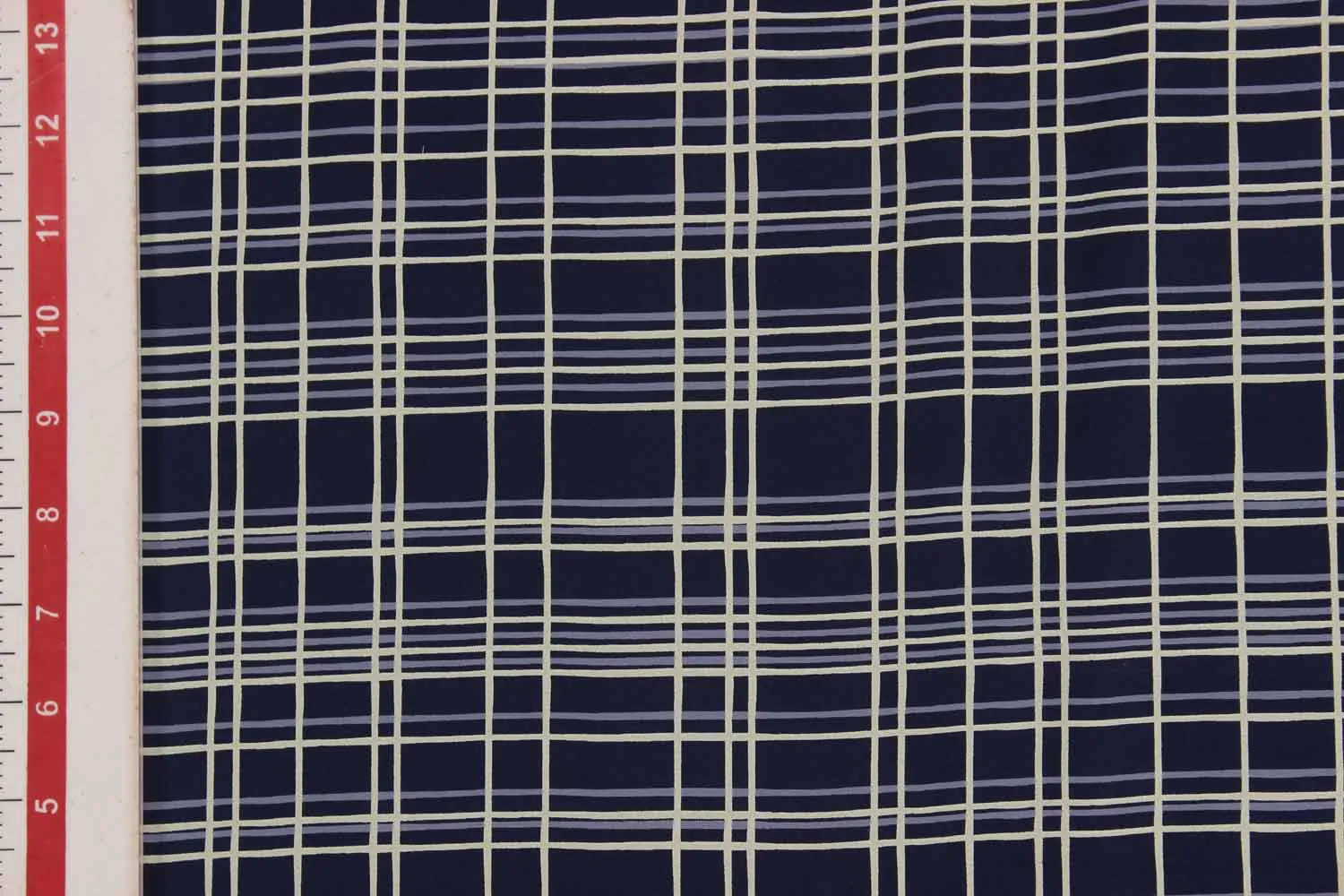 Blue & White Checks Printed Rayon Fabric