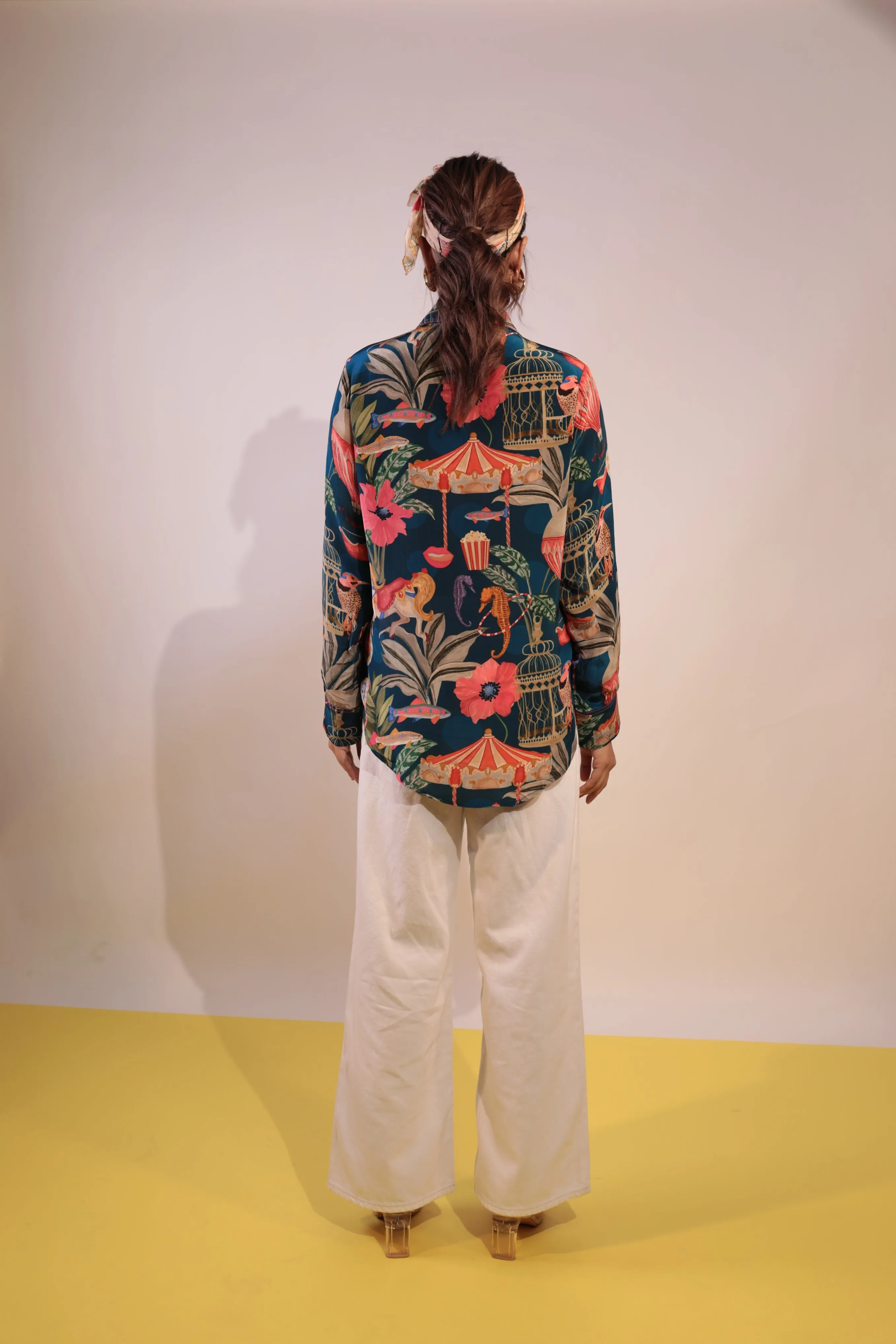 Blue carnival crepe shirt