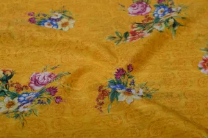 Bright Yellow Printed Dupion Fabric