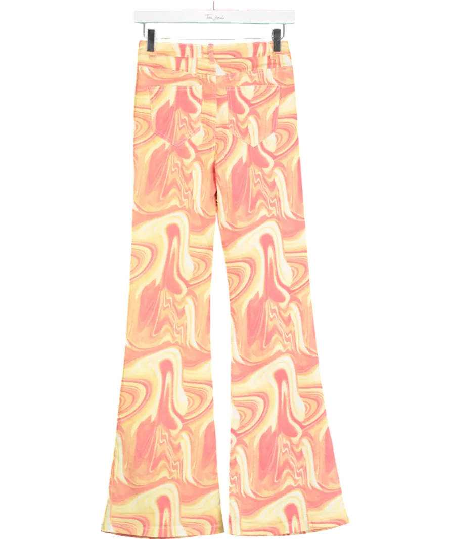 Edikted Orange Wavy Bootcut Jeans UK S