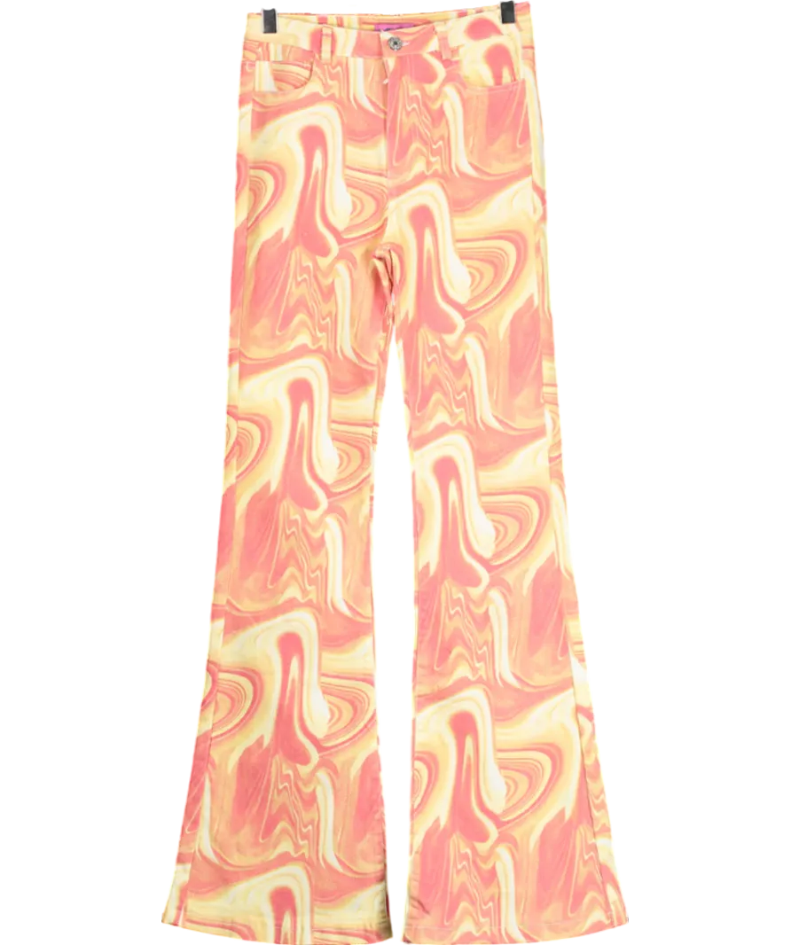Edikted Orange Wavy Bootcut Jeans UK S