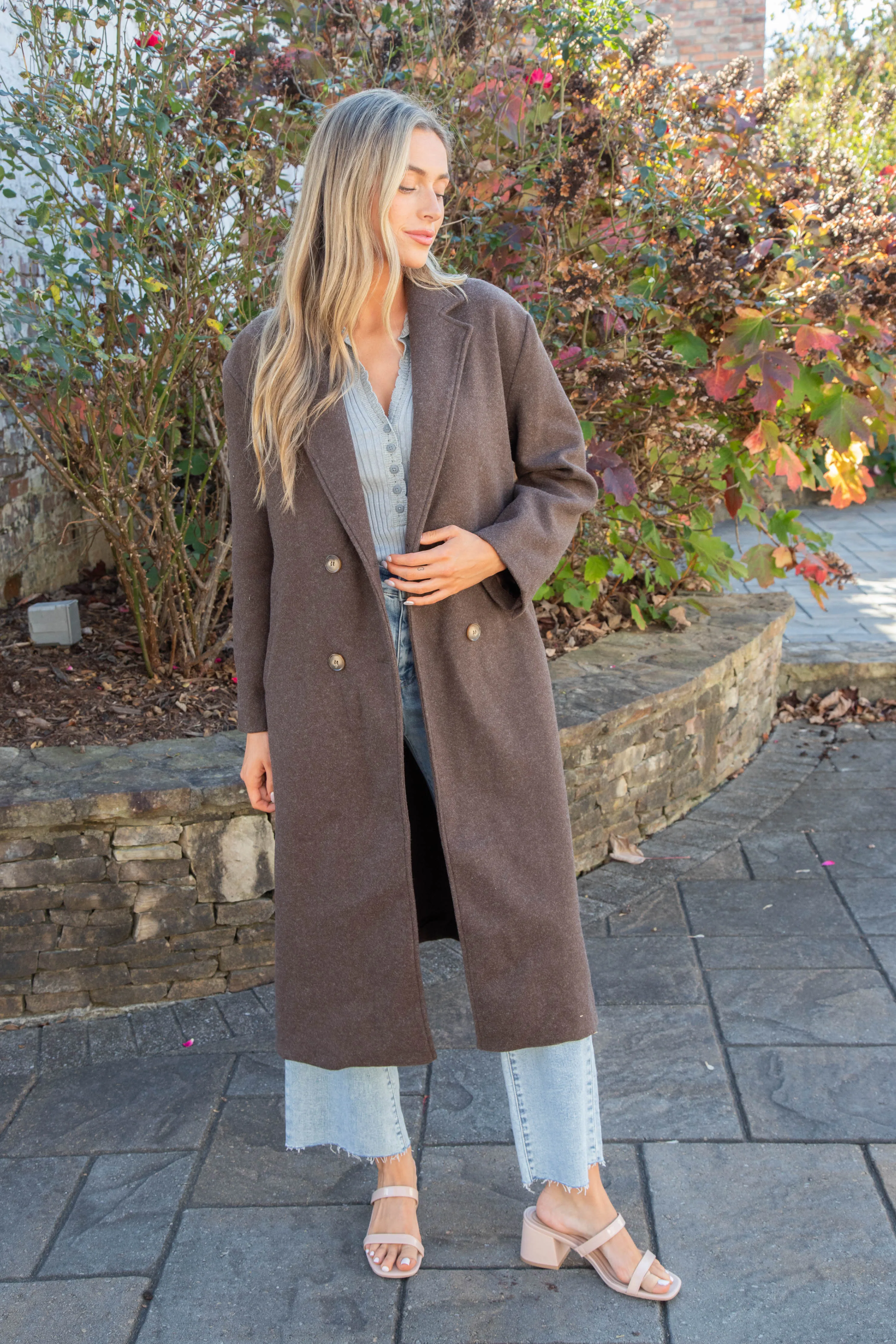 Eris Felted Duster Coat, Heathered Mocha