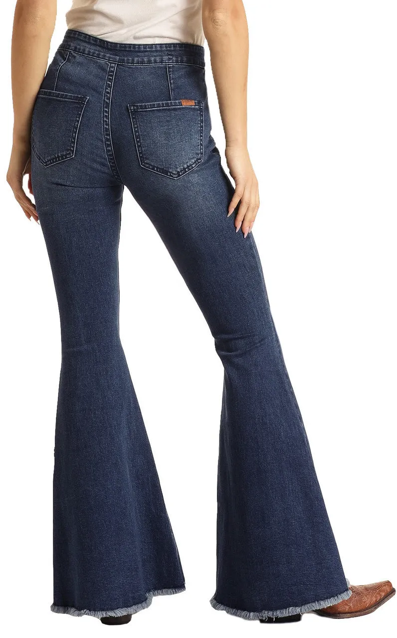 Extra Stretch High Rise Bell Bottom Jeans Rock & Roll Denim for Women