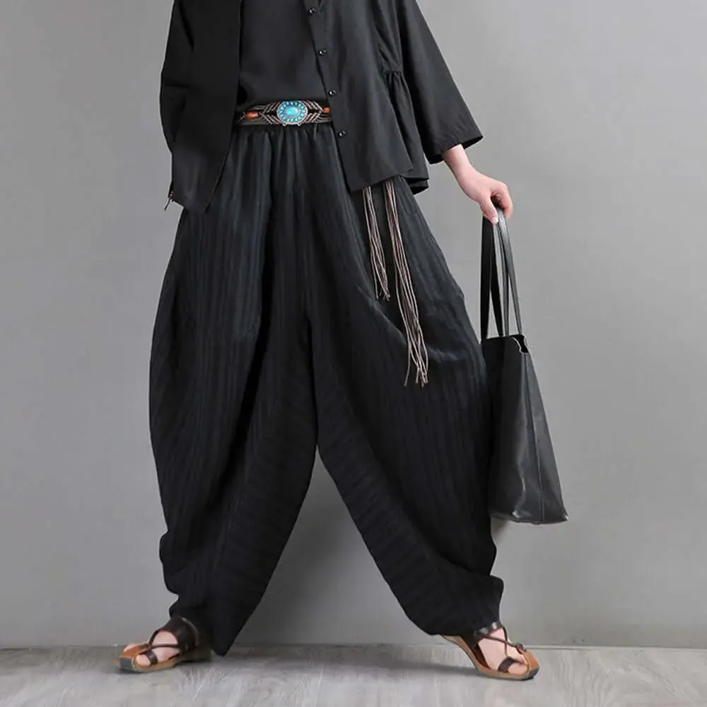 harem pants women Summer pants Black Striped harem trousers