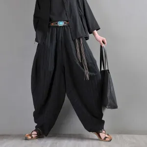 harem pants women Summer pants Black Striped harem trousers