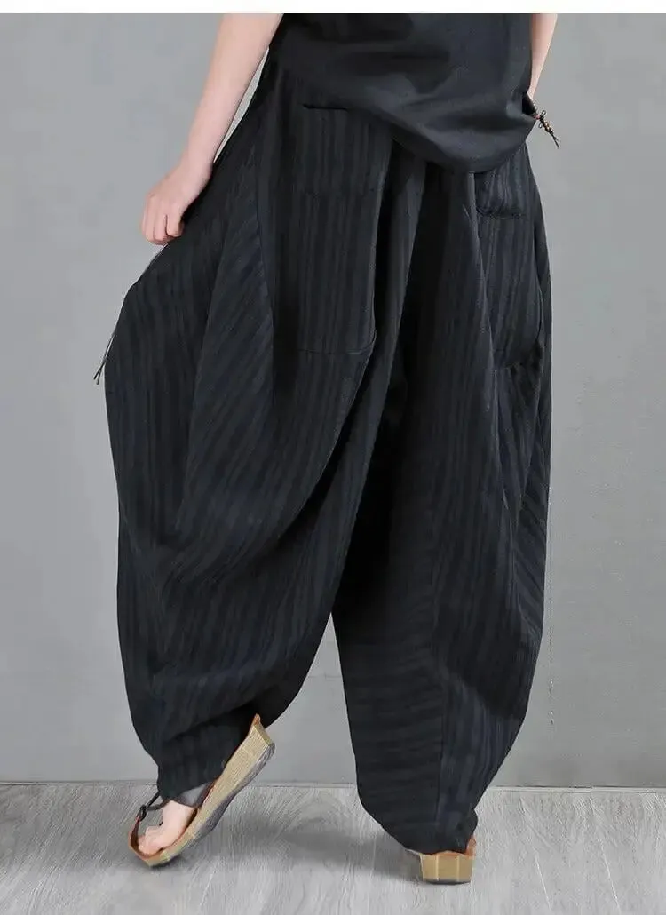 harem pants women Summer pants Black Striped harem trousers