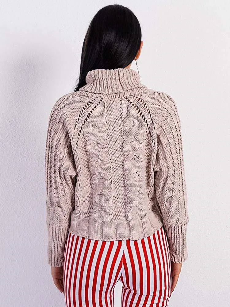 High Neck Long Sleeve Warm Knitted Sweater