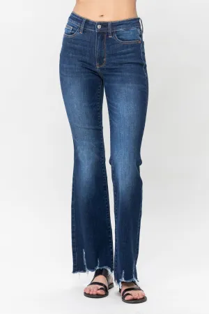 Judy Blue Mid Rise Distressed Hem Bootcut Jeans