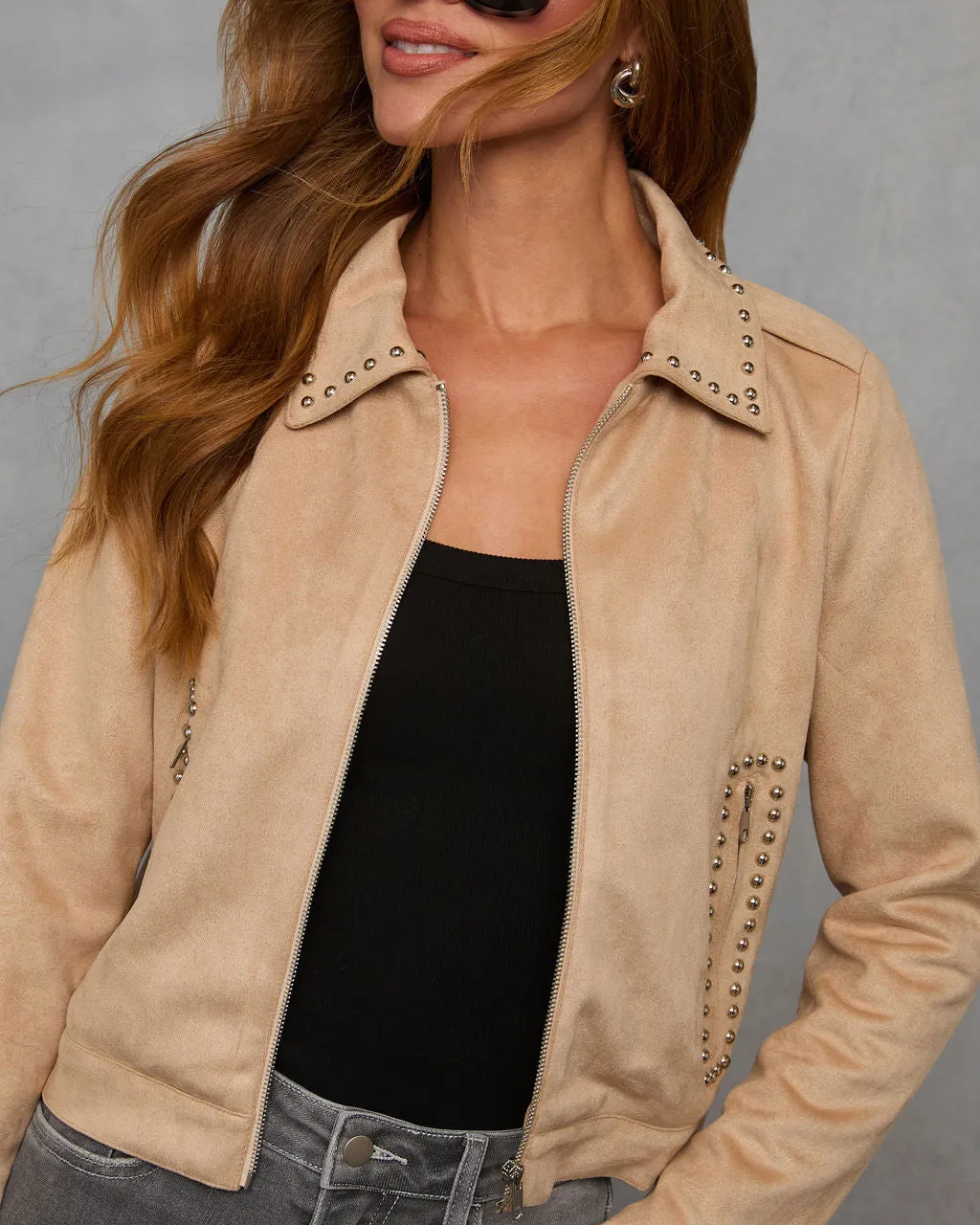 Lexie Studded Suede Moto Jacket