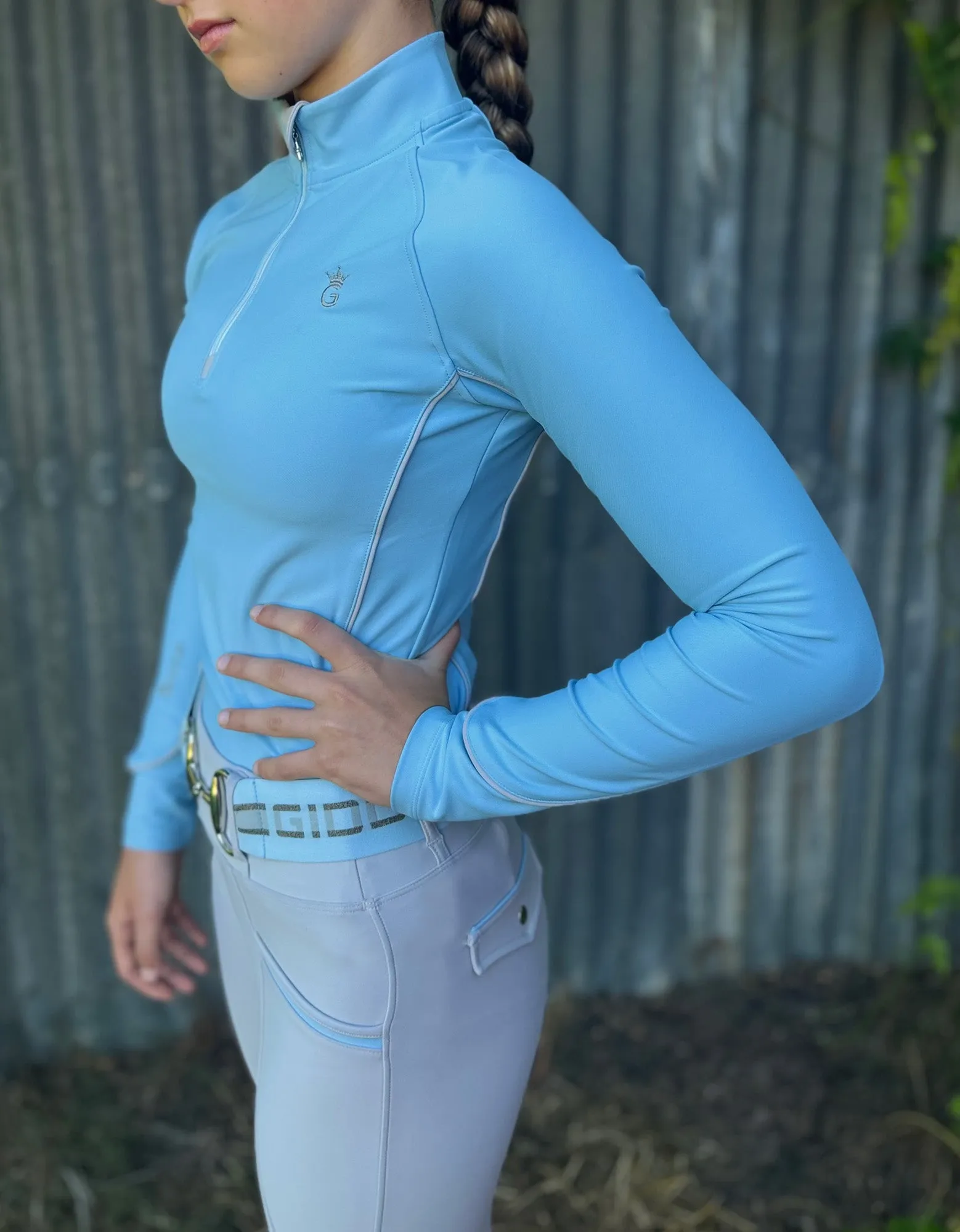 Louella Full Gel Seat Ice Grey & Pale Blue Tights