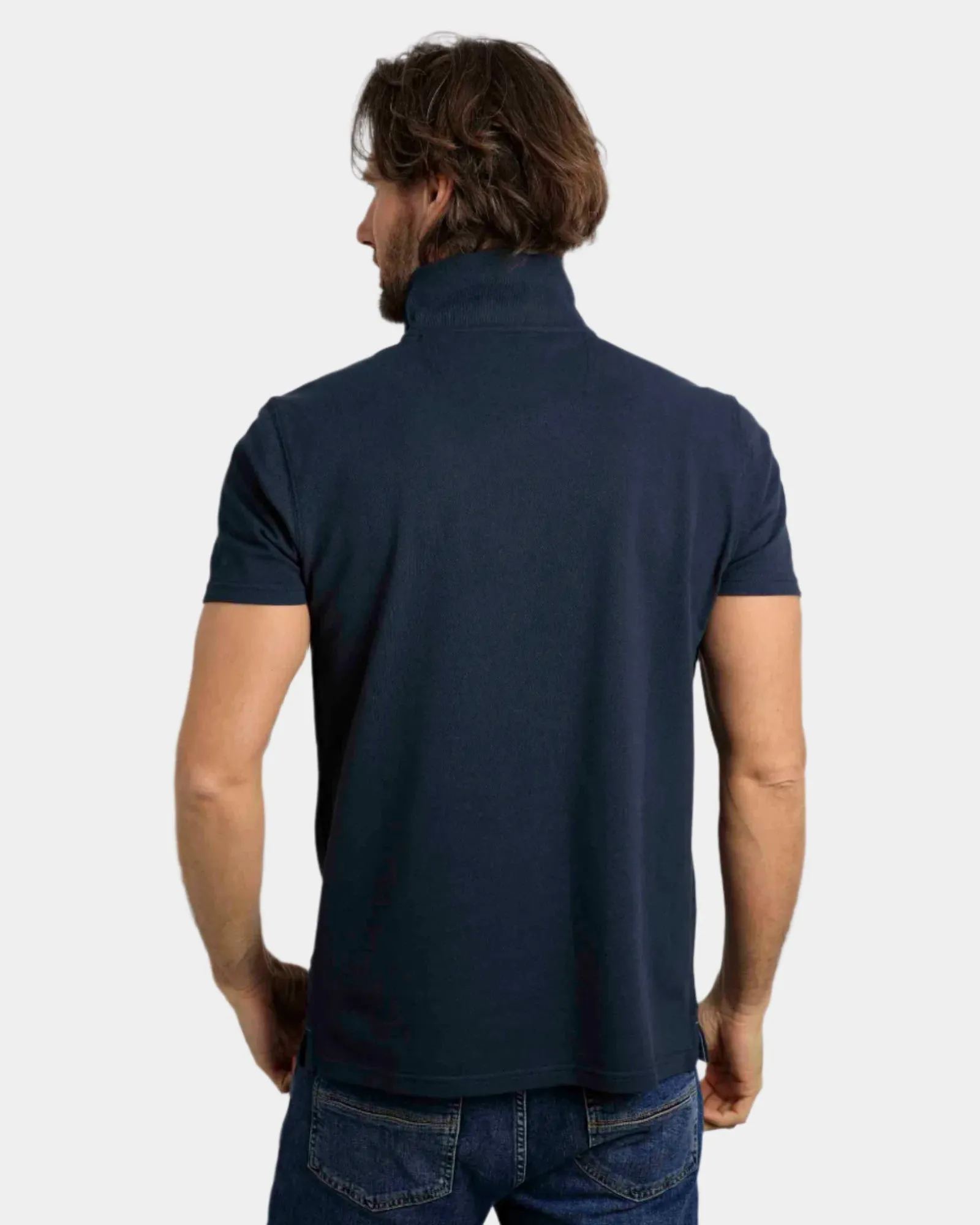Miles Navy Organic Pique Polo