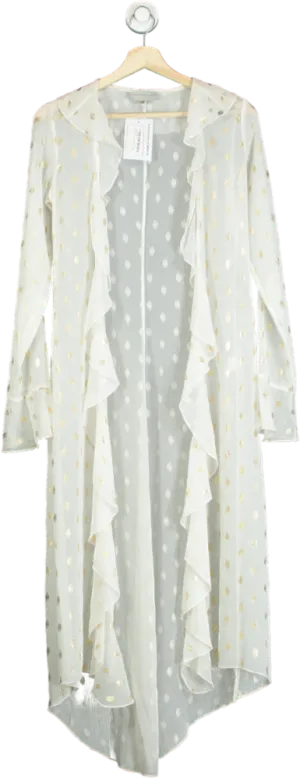 Never Fully Dressed White Gold Polka Dot Sheer Duster UK S/M
