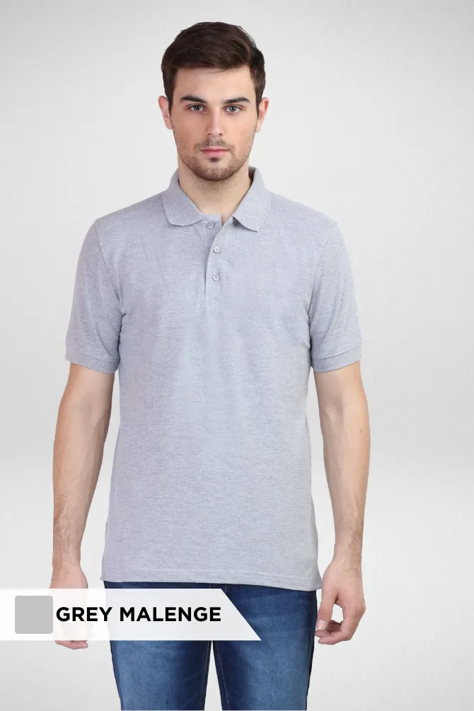 Pack Of 3 Polo T-Shirts White Black and Grey Melange for Men
