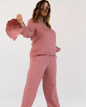 Pink Clay 100% French Flax Linen Top
