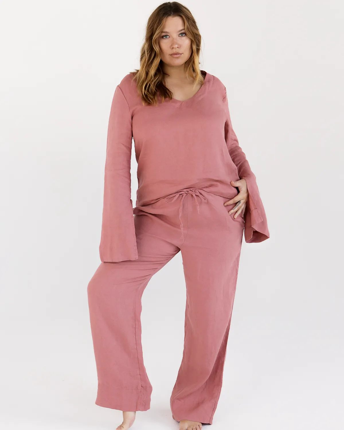 Pink Clay 100% French Flax Linen Top