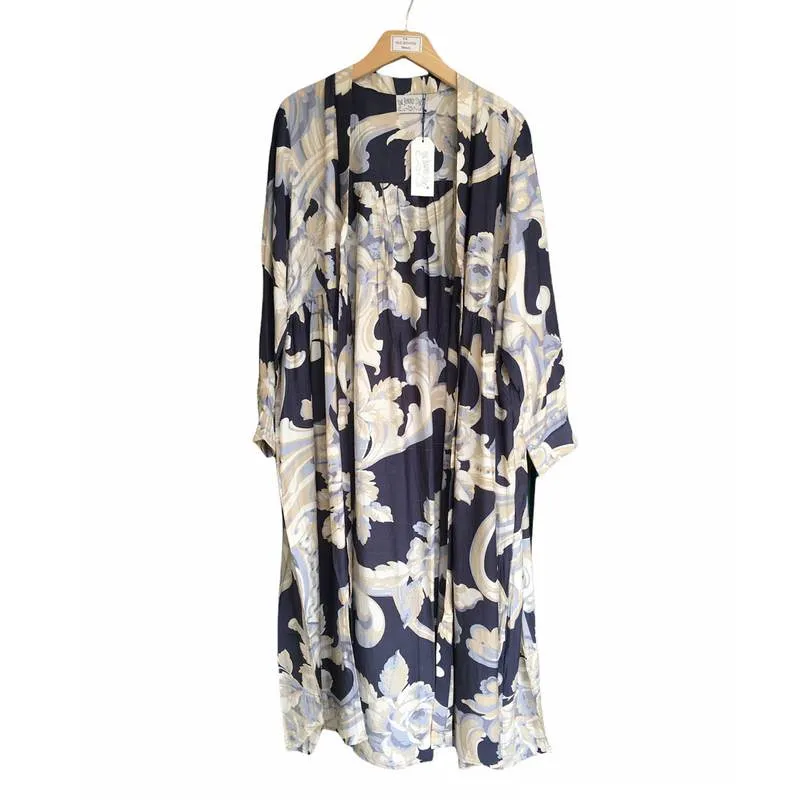 Plaster Roses Duster Coat Midnight Blue