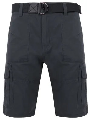 Pucon Cotton Twill Cargo Shorts with Belt in Slate Blue - Dissident