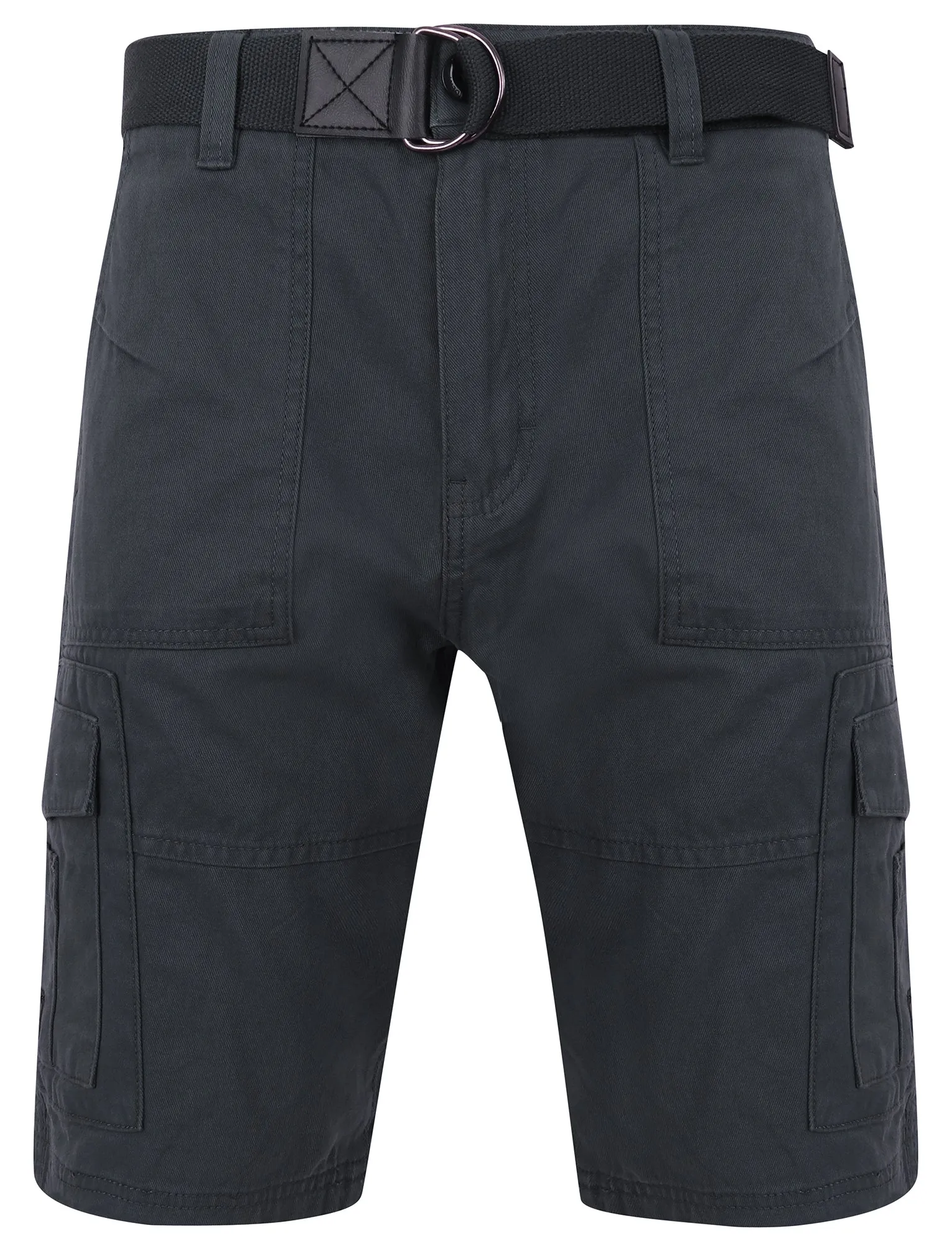 Pucon Cotton Twill Cargo Shorts with Belt in Slate Blue - Dissident