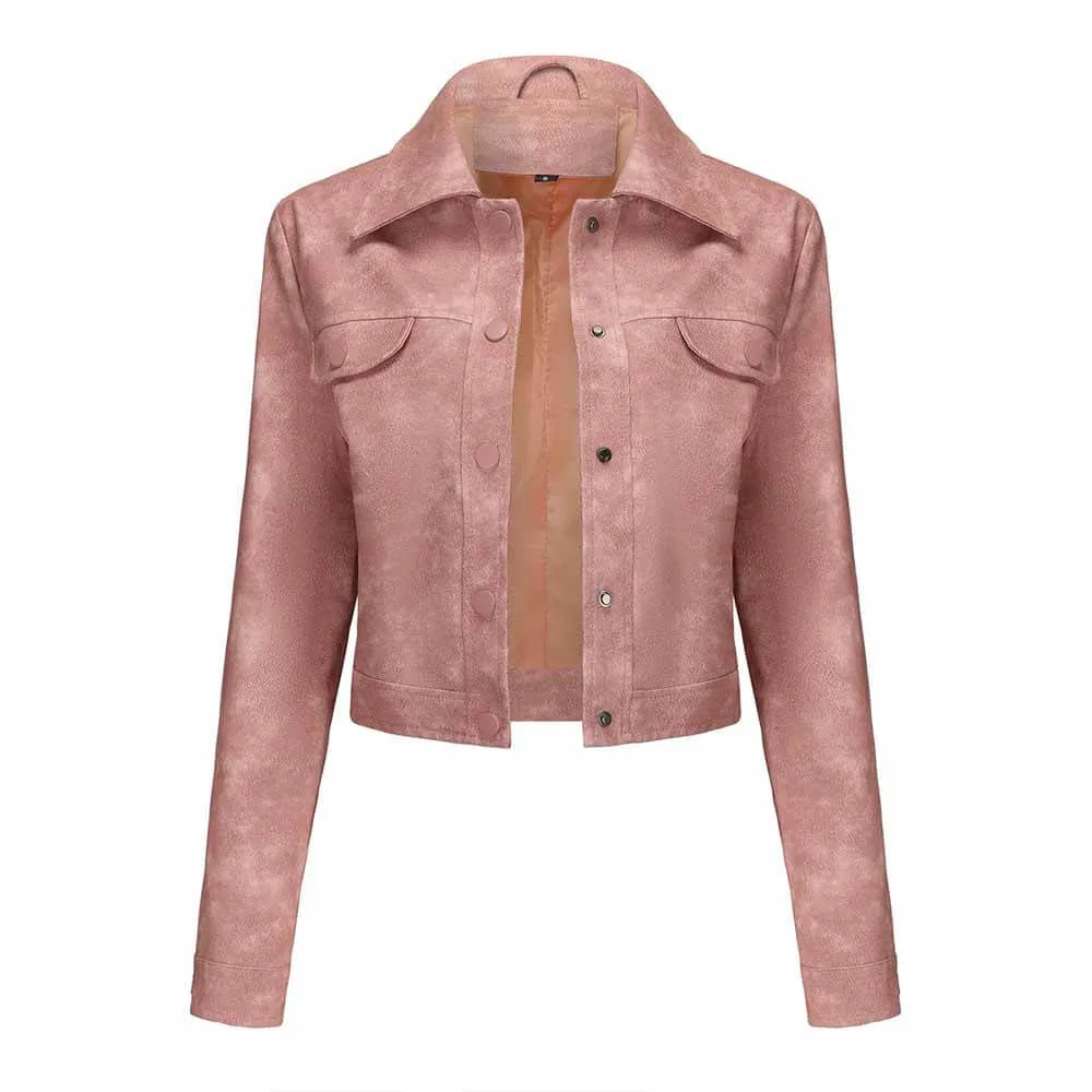 Punk Lapel Button Cropped Jacket