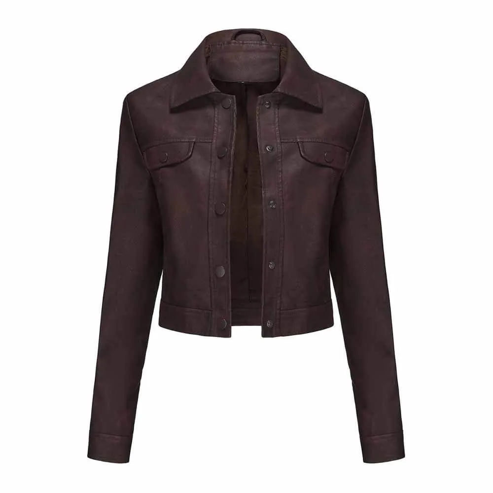 Punk Lapel Button Cropped Jacket