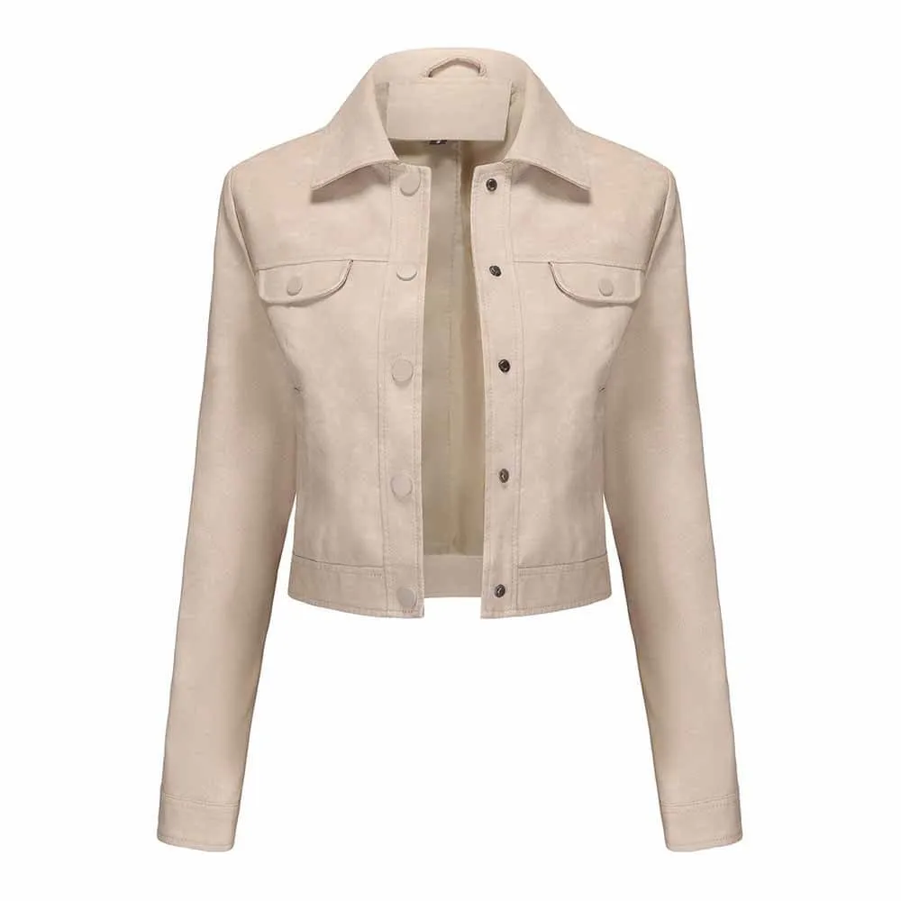 Punk Lapel Button Cropped Jacket