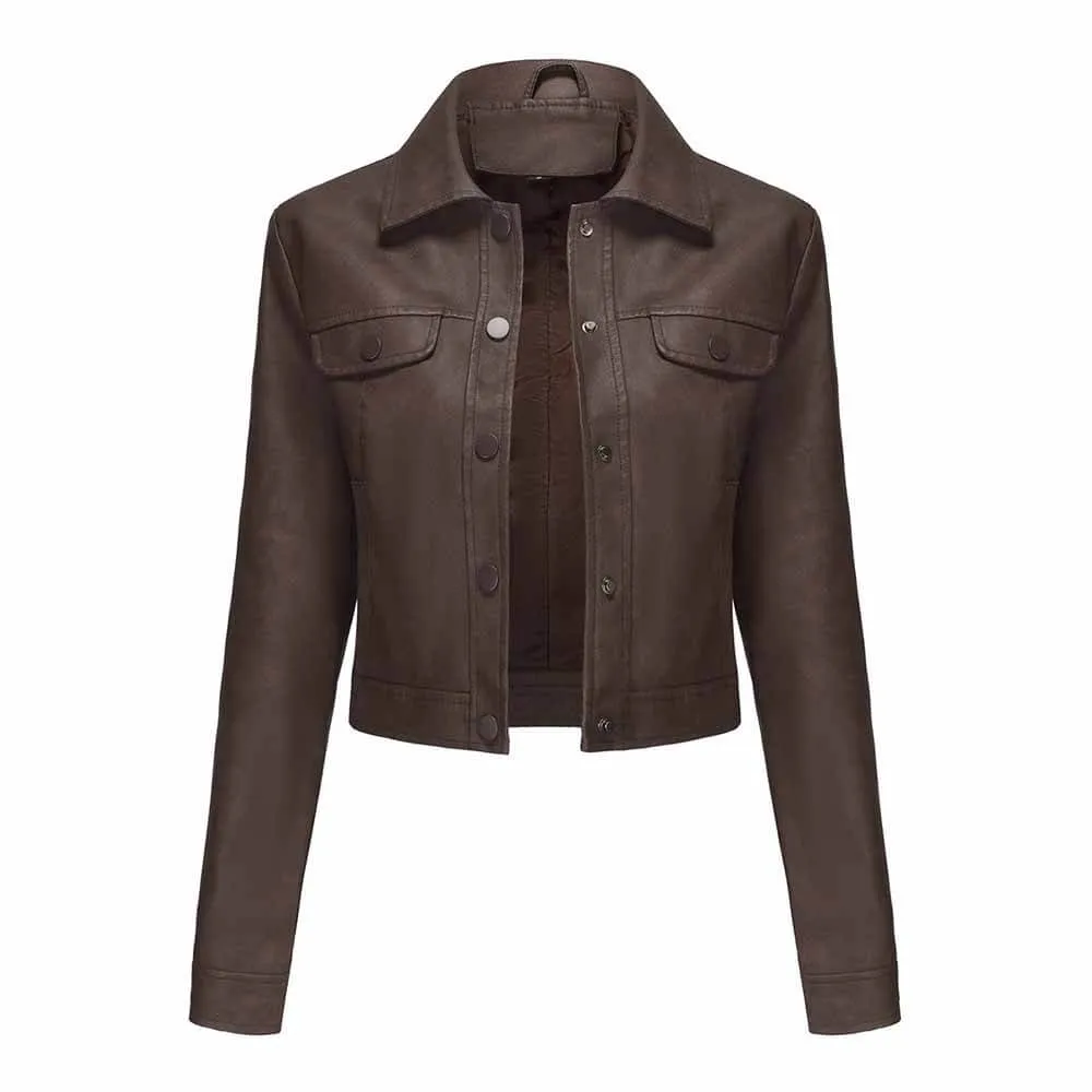 Punk Lapel Button Cropped Jacket