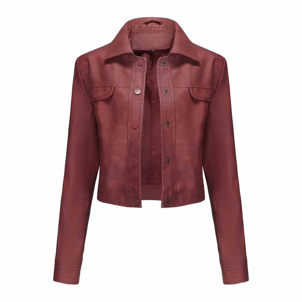 Punk Lapel Button Cropped Jacket