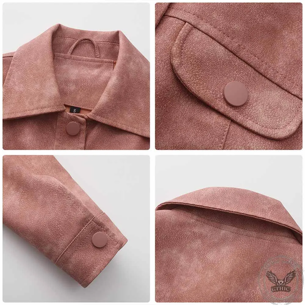 Punk Lapel Button Cropped Jacket