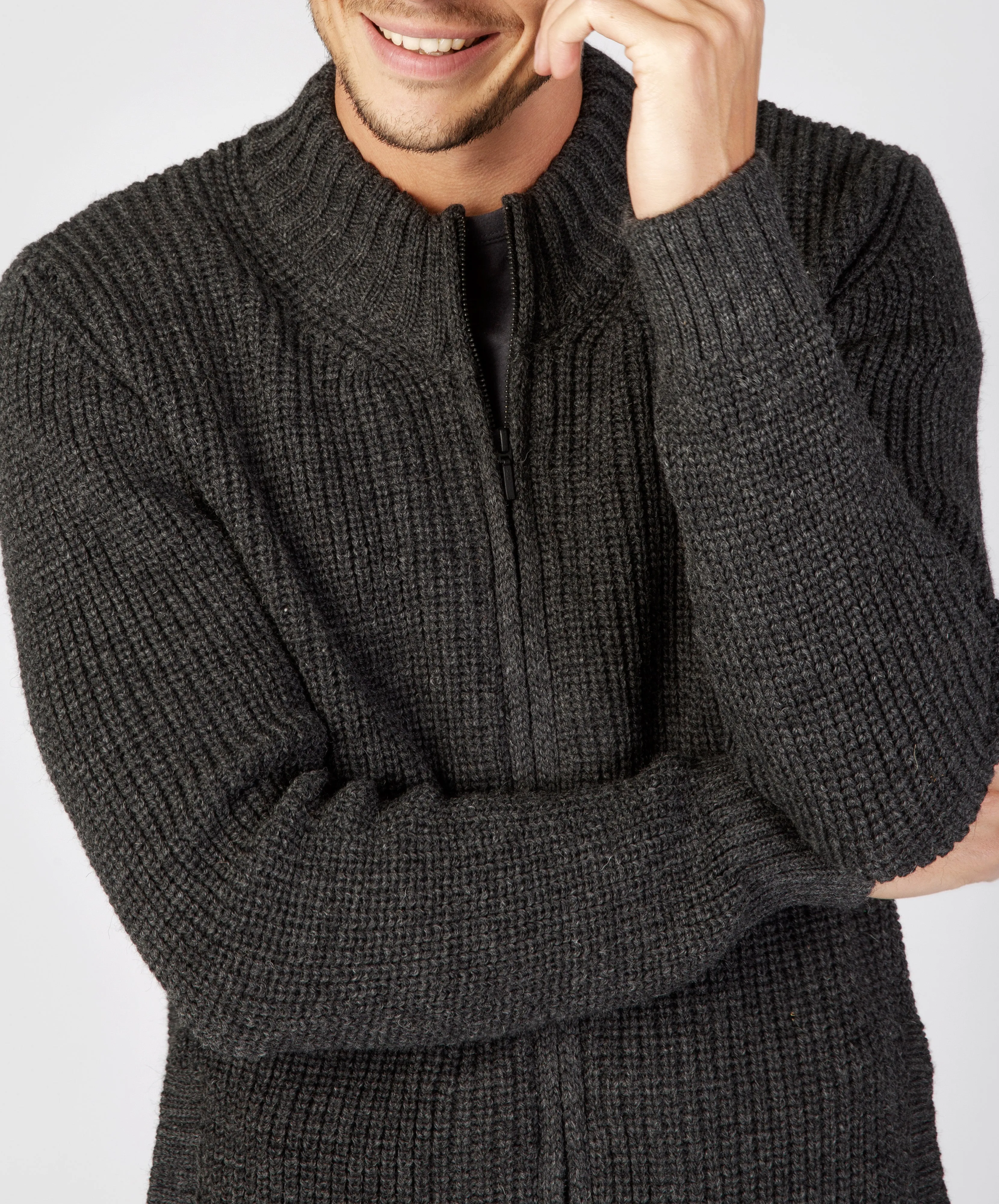 Rockbrook Zipped Ribbed Cardigan Graphite