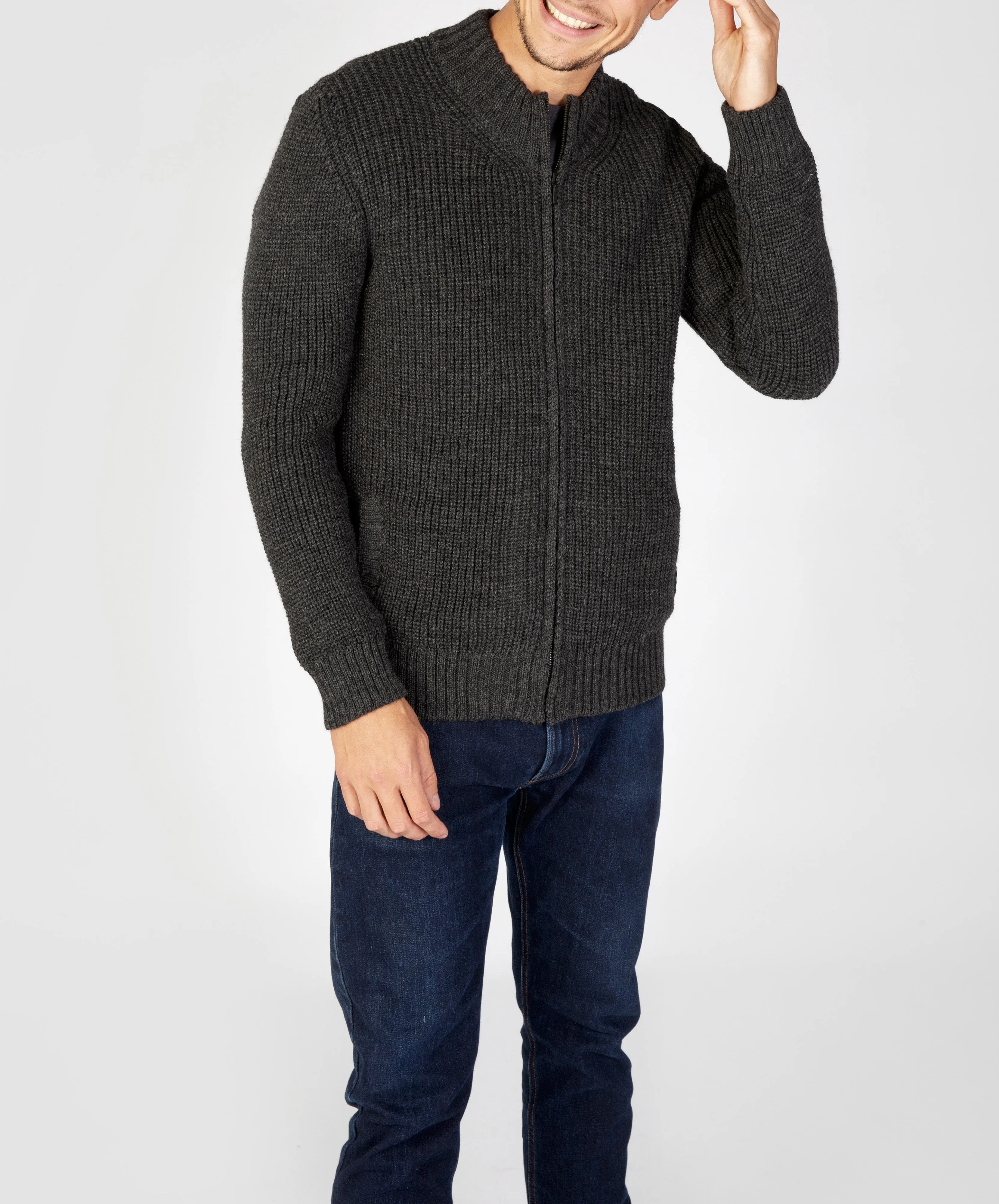Rockbrook Zipped Ribbed Cardigan Graphite