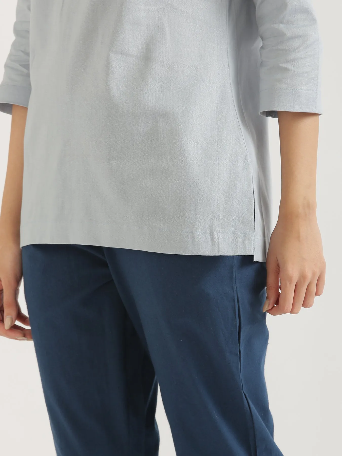 Sky Blue Airy Linen Short Kurta