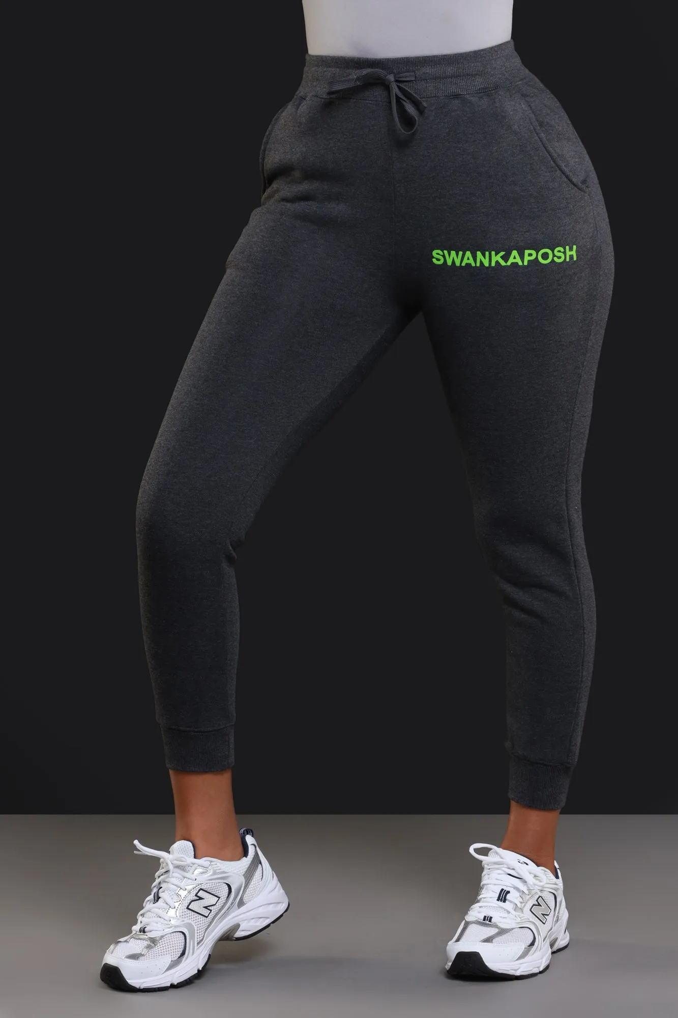 Swankaposh Logo Joggers - Charcoal Grey/Green