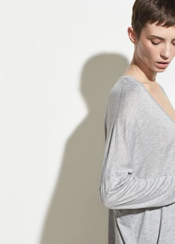 Vince - Drop Shoulder V-Neck Heather Grey