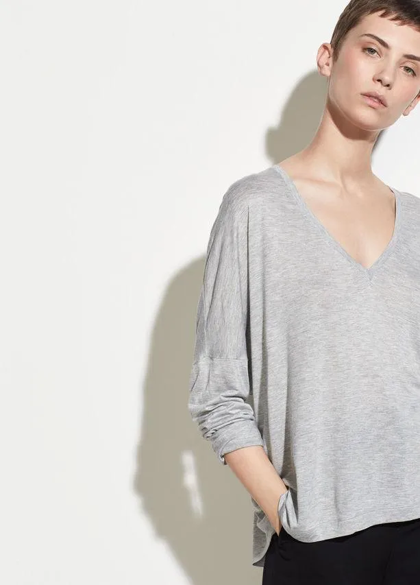 Vince - Drop Shoulder V-Neck Heather Grey