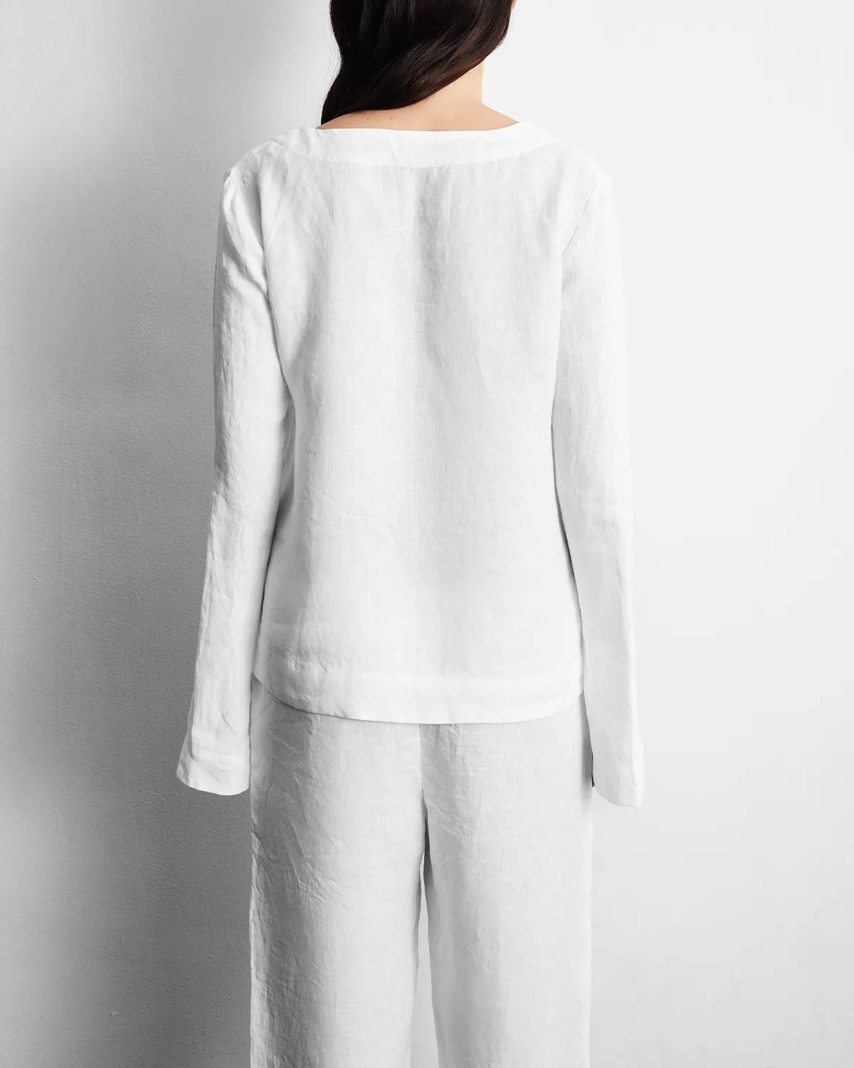White 100% French Flax Linen Top
